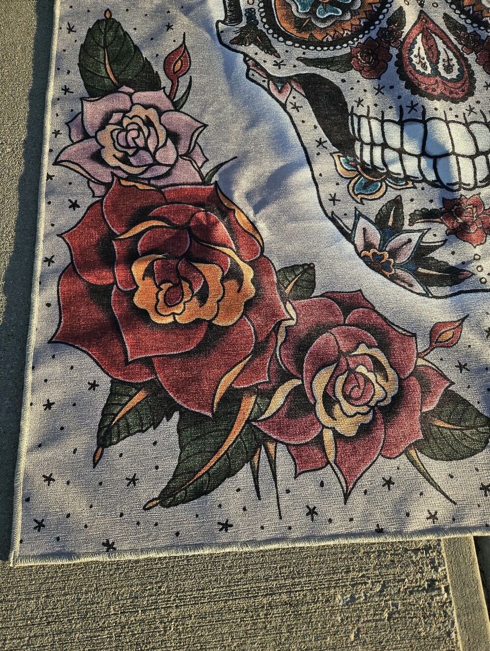 Limited Edition RUGGABLE Sugar Skull Floral Roses Washable Rug 5x7 NWT - Picture 5 of 10